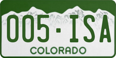 CO license plate 005ISA