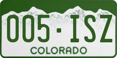 CO license plate 005ISZ