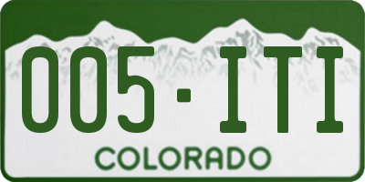 CO license plate 005ITI