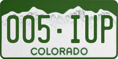 CO license plate 005IUP