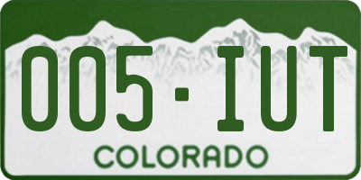 CO license plate 005IUT