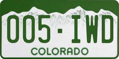 CO license plate 005IWD