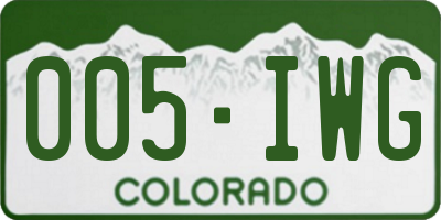 CO license plate 005IWG