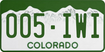 CO license plate 005IWI