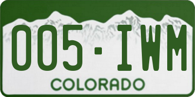 CO license plate 005IWM