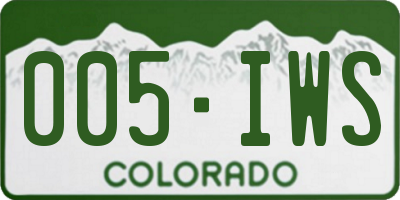 CO license plate 005IWS