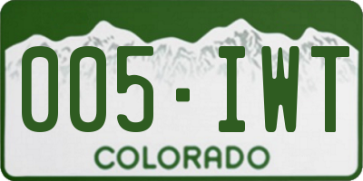 CO license plate 005IWT