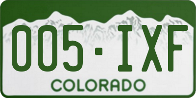 CO license plate 005IXF