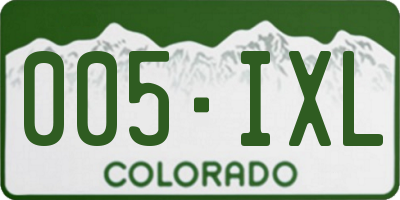 CO license plate 005IXL