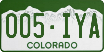 CO license plate 005IYA