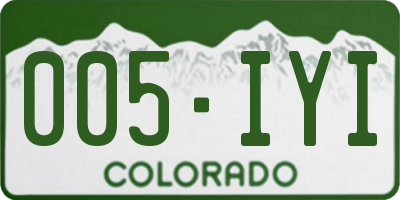 CO license plate 005IYI