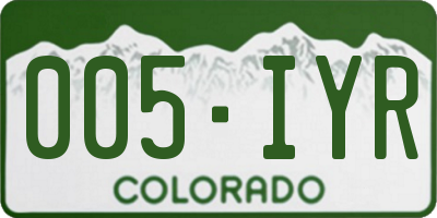 CO license plate 005IYR
