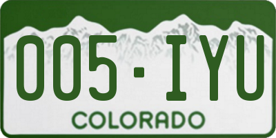 CO license plate 005IYU