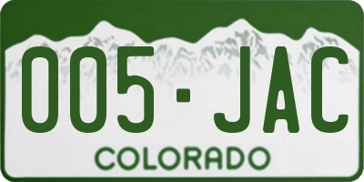 CO license plate 005JAC