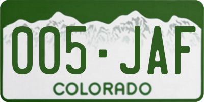 CO license plate 005JAF