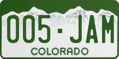 CO license plate 005JAM