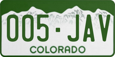 CO license plate 005JAV