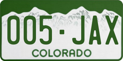 CO license plate 005JAX