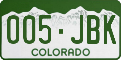 CO license plate 005JBK