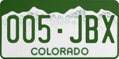 CO license plate 005JBX