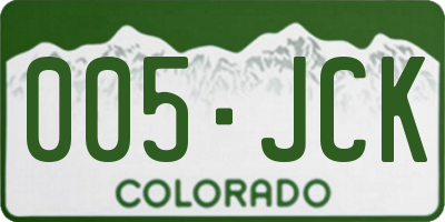 CO license plate 005JCK