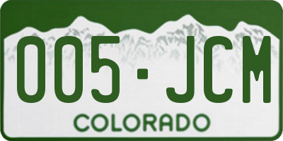 CO license plate 005JCM