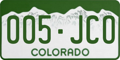 CO license plate 005JCO