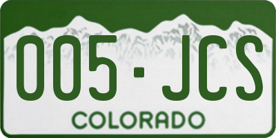 CO license plate 005JCS