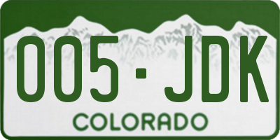 CO license plate 005JDK