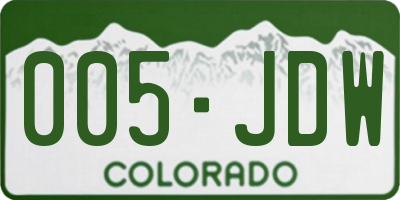 CO license plate 005JDW