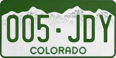 CO license plate 005JDY
