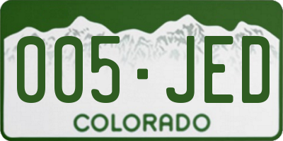 CO license plate 005JED