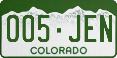 CO license plate 005JEN