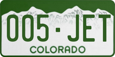 CO license plate 005JET