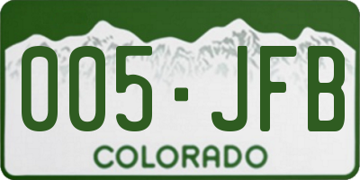 CO license plate 005JFB