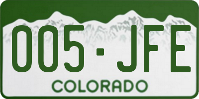 CO license plate 005JFE