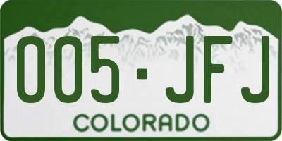 CO license plate 005JFJ