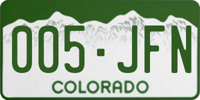 CO license plate 005JFN