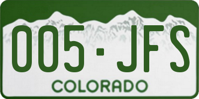CO license plate 005JFS