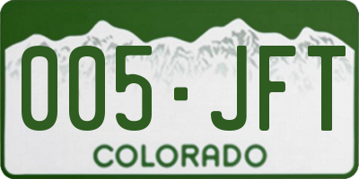 CO license plate 005JFT