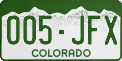 CO license plate 005JFX