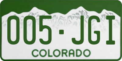 CO license plate 005JGI