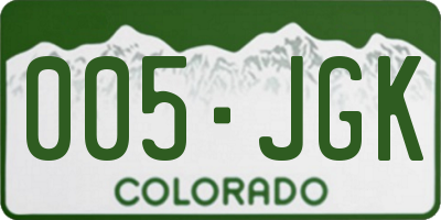 CO license plate 005JGK