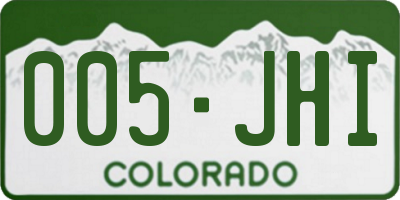 CO license plate 005JHI