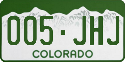 CO license plate 005JHJ