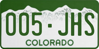 CO license plate 005JHS