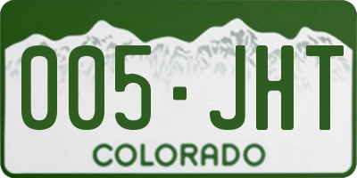 CO license plate 005JHT