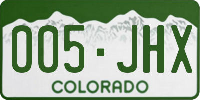 CO license plate 005JHX