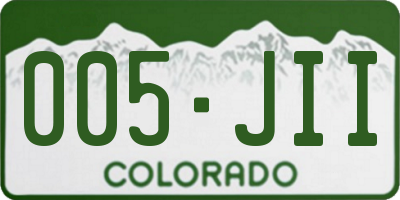 CO license plate 005JII