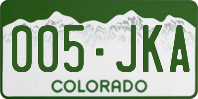 CO license plate 005JKA